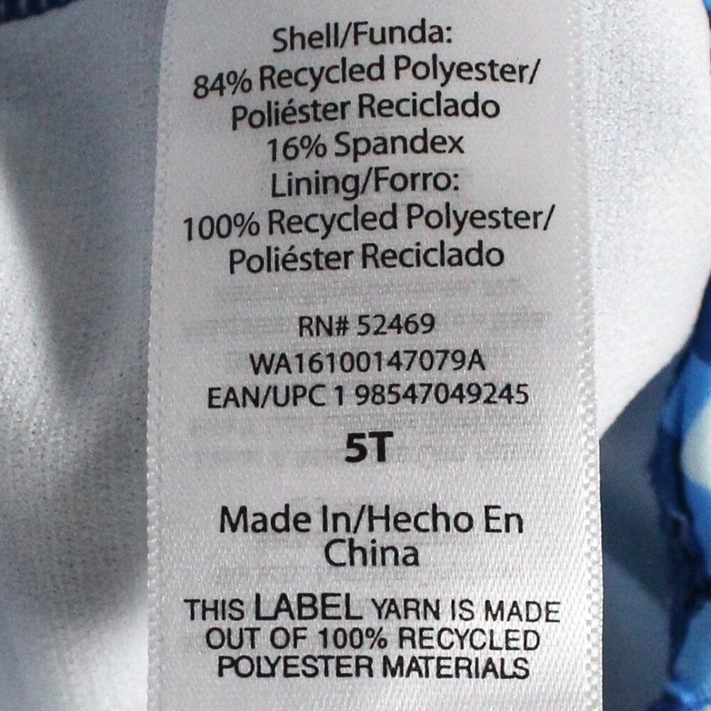 Wonder Nation Girl's 5T One Piece Checkered Blue & White Swim Suit - Ruffle Legs - Picture 5 of 10